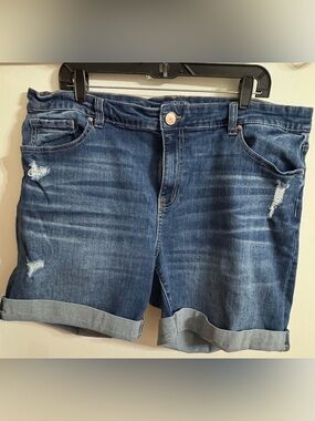 Revery women Distressed Dark Blue Denim Shorts